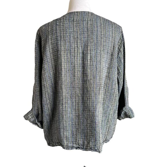 Flax Lagenlook Multicolor Linen Button Front Tops Size Large - Picture 3 of 6